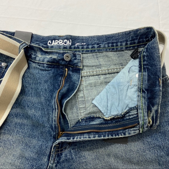NEW Carbon Mens Dark Wash Distressed Denim Shorts - Picture 4 of 10